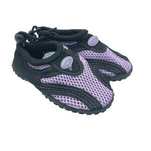 Easy USA Toddler Girls Water Shoes Mesh Drawstring Purple Black Size 9